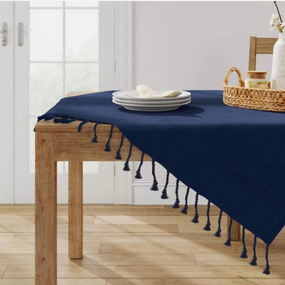 Threshold Table Throw with Fringe, Dark Navy Blue